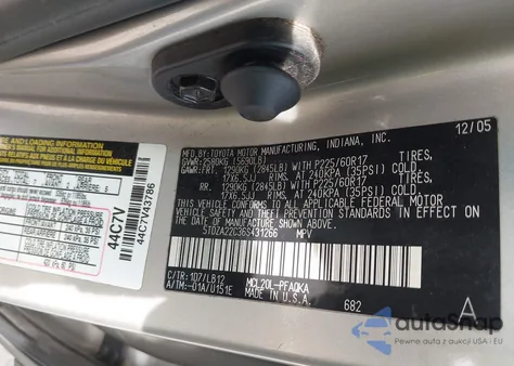 2006 Toyota Sienna Xle Limited из США, поврежденный, VIN 5TDZA22C36S431266